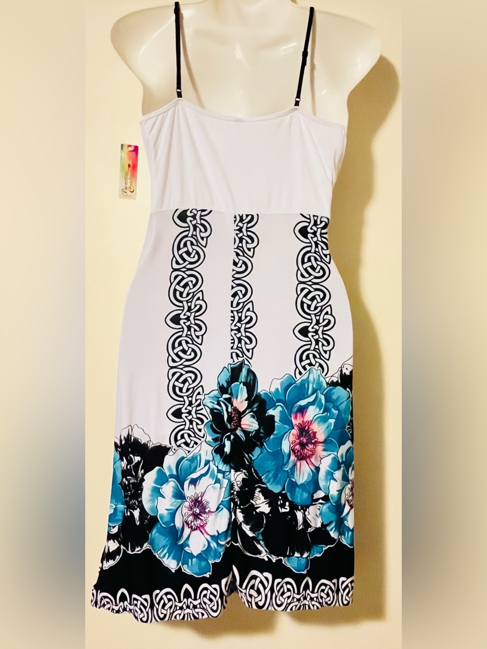 Paradise Contour White Floral Maxi Dress Size S NWT Spaghetti Strap - Picture 7 of 8